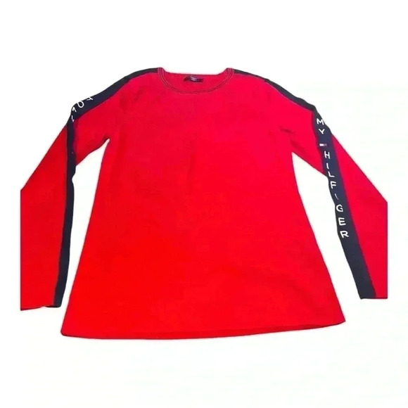 Tommy Hilfiger Sweaters - Tommy Hilfiger Women Red Sweater Spell Out Long Sleeve Size XL pre-owned